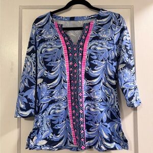 Lilly Pulitzer Blue and Pink Floral Blouse